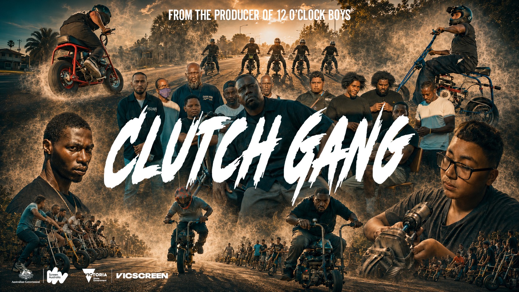 Clutch Gang film poster featuring members of the Compton mini-bike community